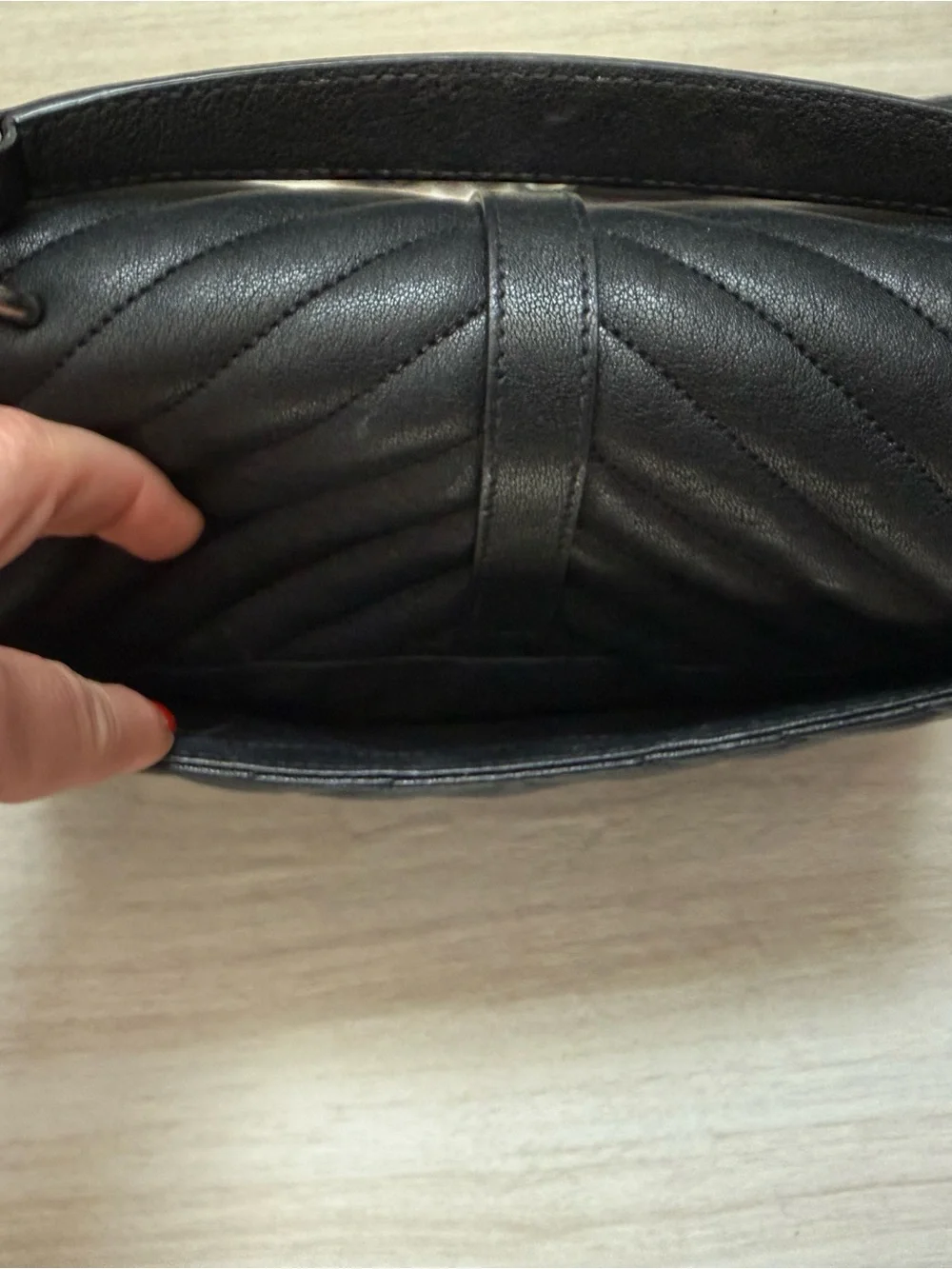 Saint Laurent Black Quilted Chain Crossbody with Silver YSL Logo